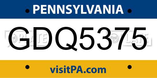 GDQ5375 Pennsylvania License Plate