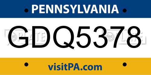 GDQ5378 Pennsylvania License Plate