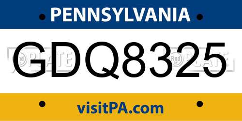 GDQ8325 Pennsylvania License Plate
