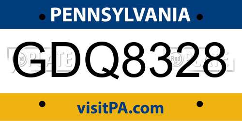 GDQ8328 Pennsylvania License Plate