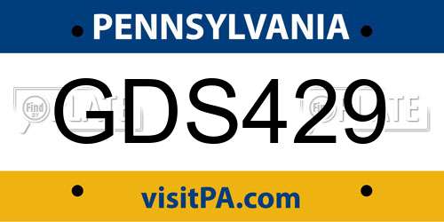 GDS429 Pennsylvania License Plate