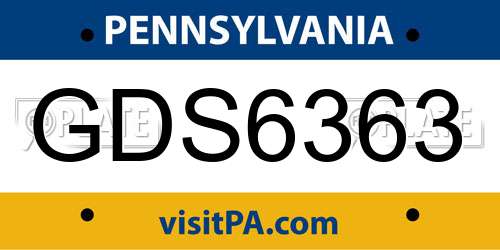 GDS6363 Pennsylvania License Plate