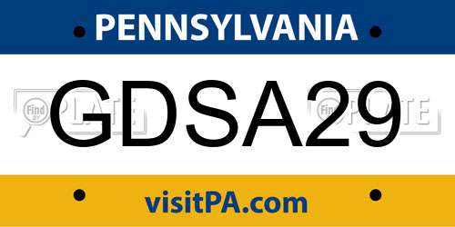 GDSA29 Pennsylvania License Plate