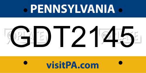 GDT2145 Pennsylvania License Plate