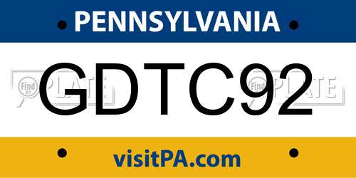 GDTC92 Pennsylvania License Plate