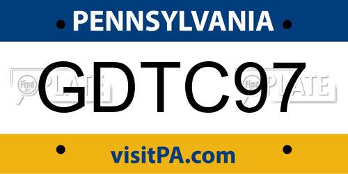 GDTC97 Pennsylvania License Plate