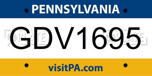 GDV1695 Pennsylvania License Plate