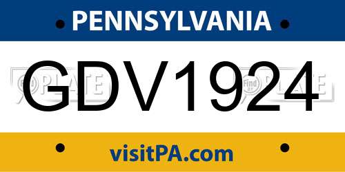 GDV1924 Pennsylvania License Plate