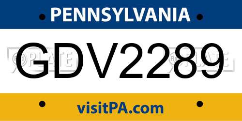GDV2289 Pennsylvania License Plate