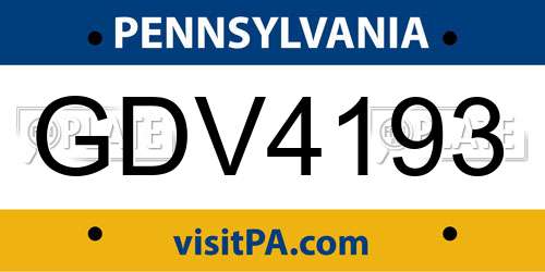 GDV4193 Pennsylvania License Plate