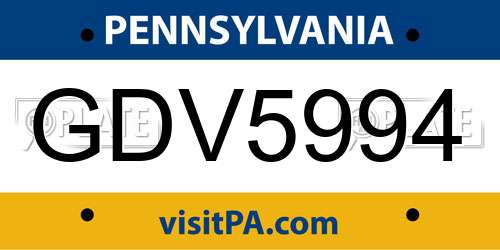 GDV5994 Pennsylvania License Plate