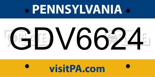 GDV6624 Pennsylvania License Plate