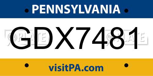 GDX7481 Pennsylvania License Plate