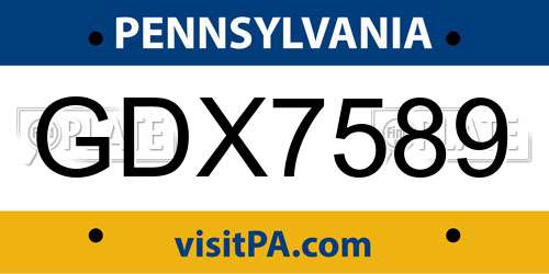 GDX7589 Pennsylvania License Plate