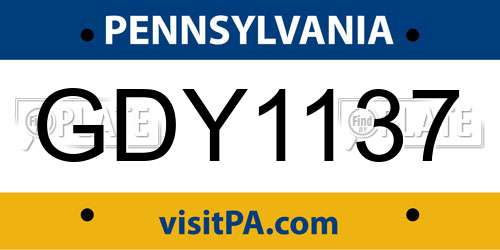 GDY1137 Pennsylvania License Plate