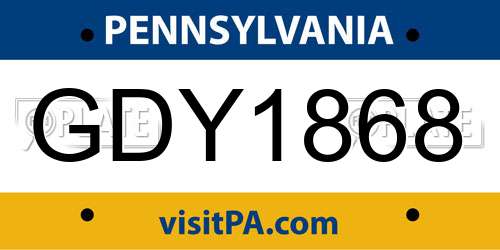 GDY1868 Pennsylvania License Plate