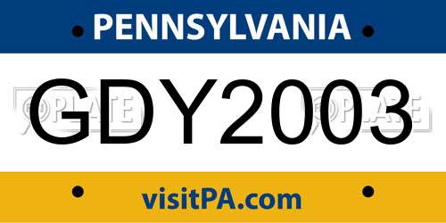 GDY2003 Pennsylvania License Plate