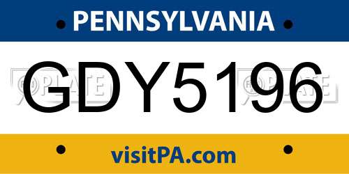 GDY5196 Pennsylvania License Plate