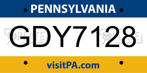 GDY7128 Pennsylvania License Plate