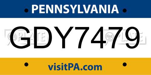 GDY7479 Pennsylvania License Plate