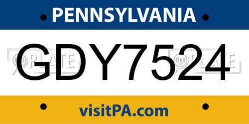 GDY7524 Pennsylvania License Plate