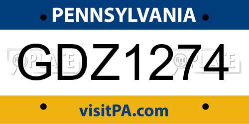 GDZ1274 Pennsylvania License Plate