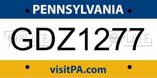 GDZ1277 Pennsylvania License Plate
