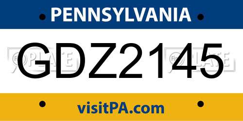 GDZ2145 Pennsylvania License Plate
