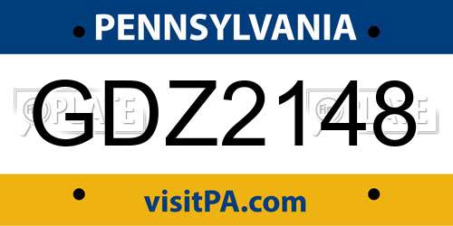 GDZ2148 Pennsylvania License Plate