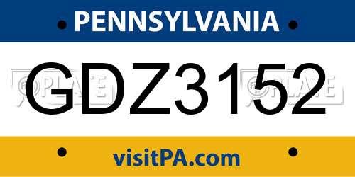 GDZ3152 Pennsylvania License Plate
