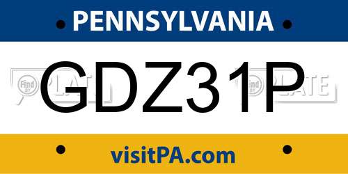 GDZ31P Pennsylvania License Plate