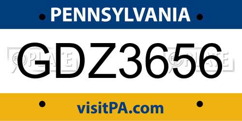 GDZ3656 Pennsylvania License Plate