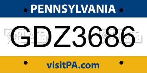 GDZ3686 Pennsylvania License Plate