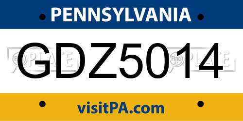 GDZ5014 Pennsylvania License Plate