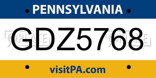 GDZ5768 Pennsylvania License Plate
