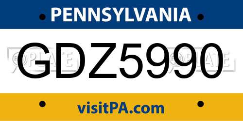 GDZ5990 Pennsylvania License Plate