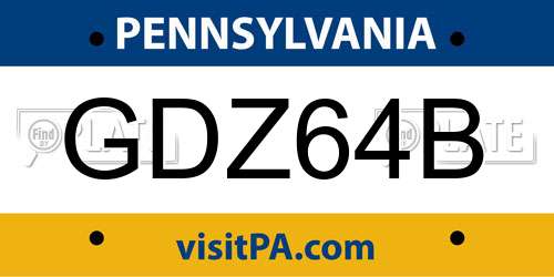 GDZ64B Pennsylvania License Plate