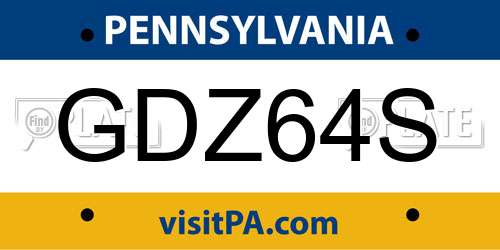 GDZ64S Pennsylvania License Plate