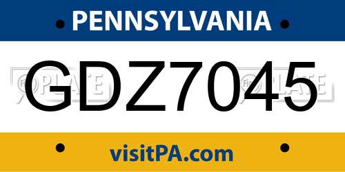 GDZ7045 Pennsylvania License Plate