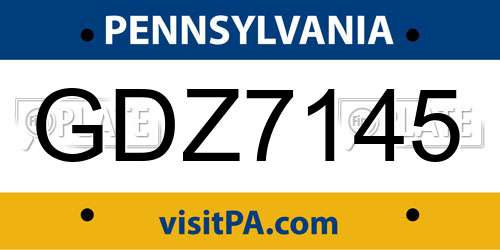 GDZ7145 Pennsylvania License Plate