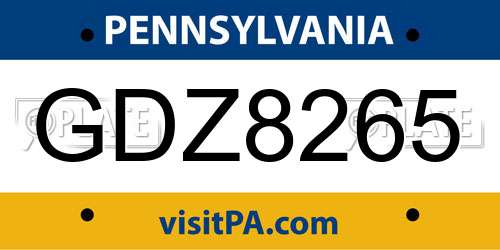 GDZ8265 Pennsylvania License Plate