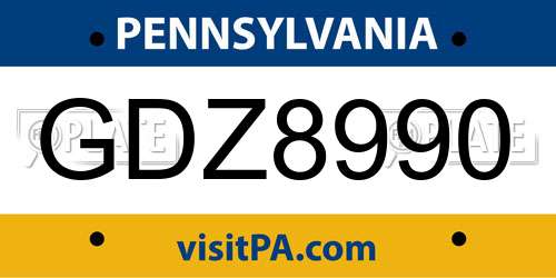 GDZ8990 Pennsylvania License Plate