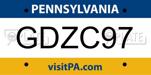 GDZC97 Pennsylvania License Plate
