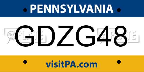 GDZG48 Pennsylvania License Plate