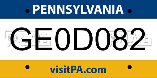 GE0D082 Pennsylvania License Plate