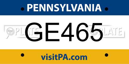 GE465 Pennsylvania License Plate