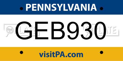 GEB930 Pennsylvania License Plate