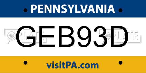 GEB93D Pennsylvania License Plate