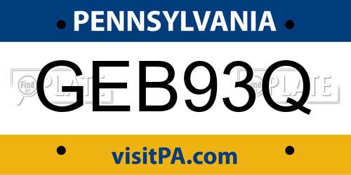 GEB93Q Pennsylvania License Plate