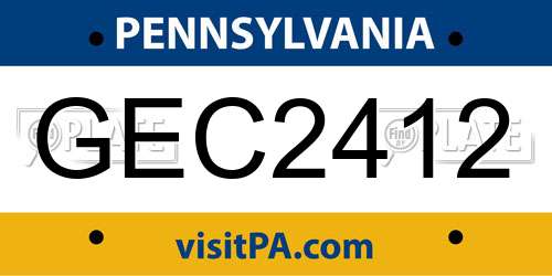 GEC2412 Pennsylvania License Plate